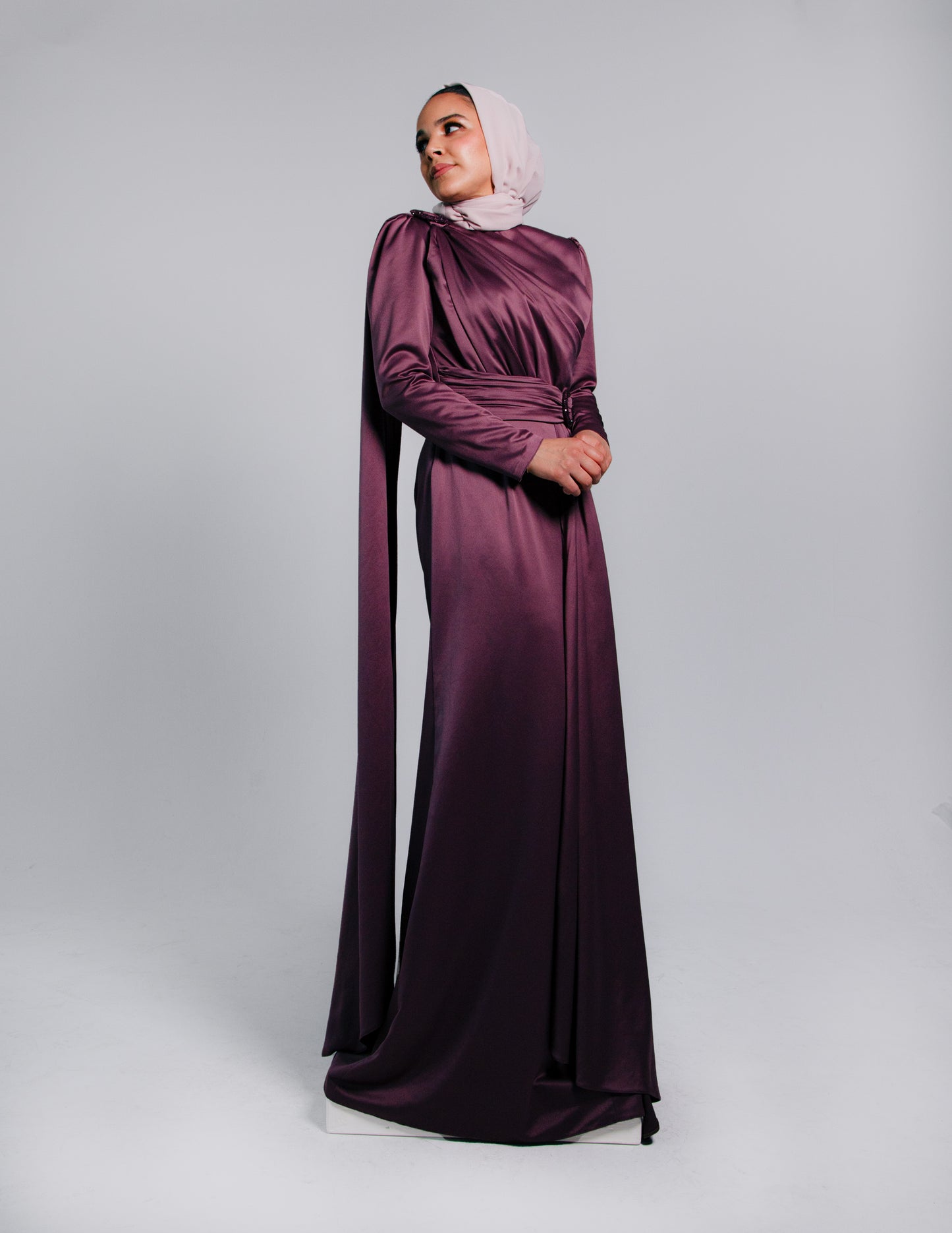 Modest Layla Satin Maxi Dress - Mulberry