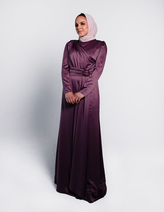 Modest Layla Satin Maxi Dress - Mulberry