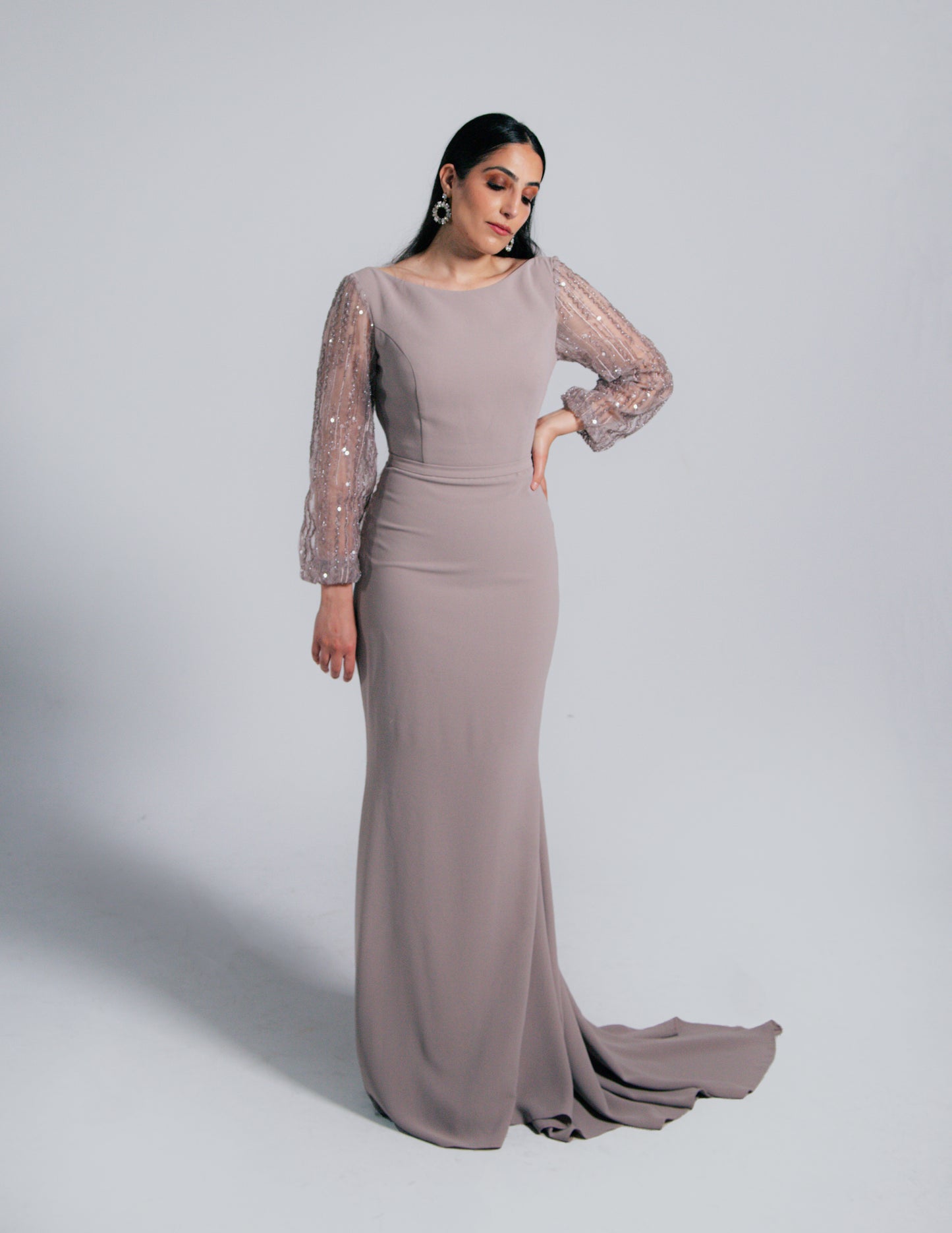 Modest Sabie Crepe Dress - Warm Taupe