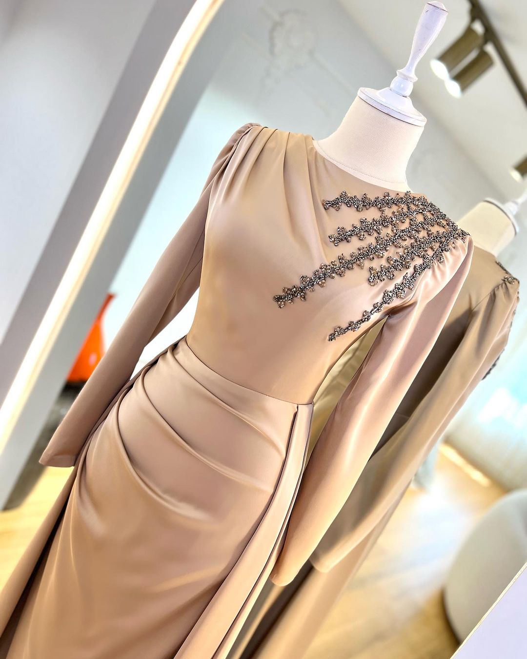 Modest Layan Overskirt Gown - Honey Caramel