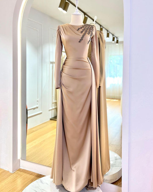 Modest Layan Overskirt Gown - Honey Caramel